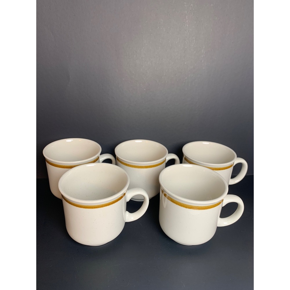Vintage Mountain Wood Collection Stoneware Mugs Set/5 Cabin Core Speckled Japan